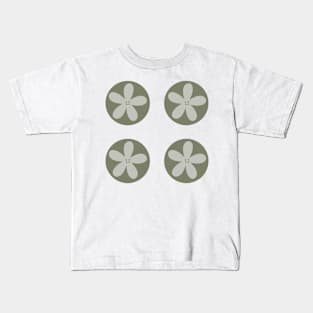 Modern Minimal Flower in Circle - sage green 4 pack Kids T-Shirt